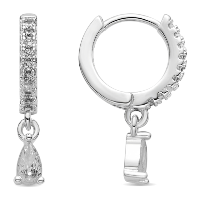 Pendientes acabado plata y Circonita Brillante