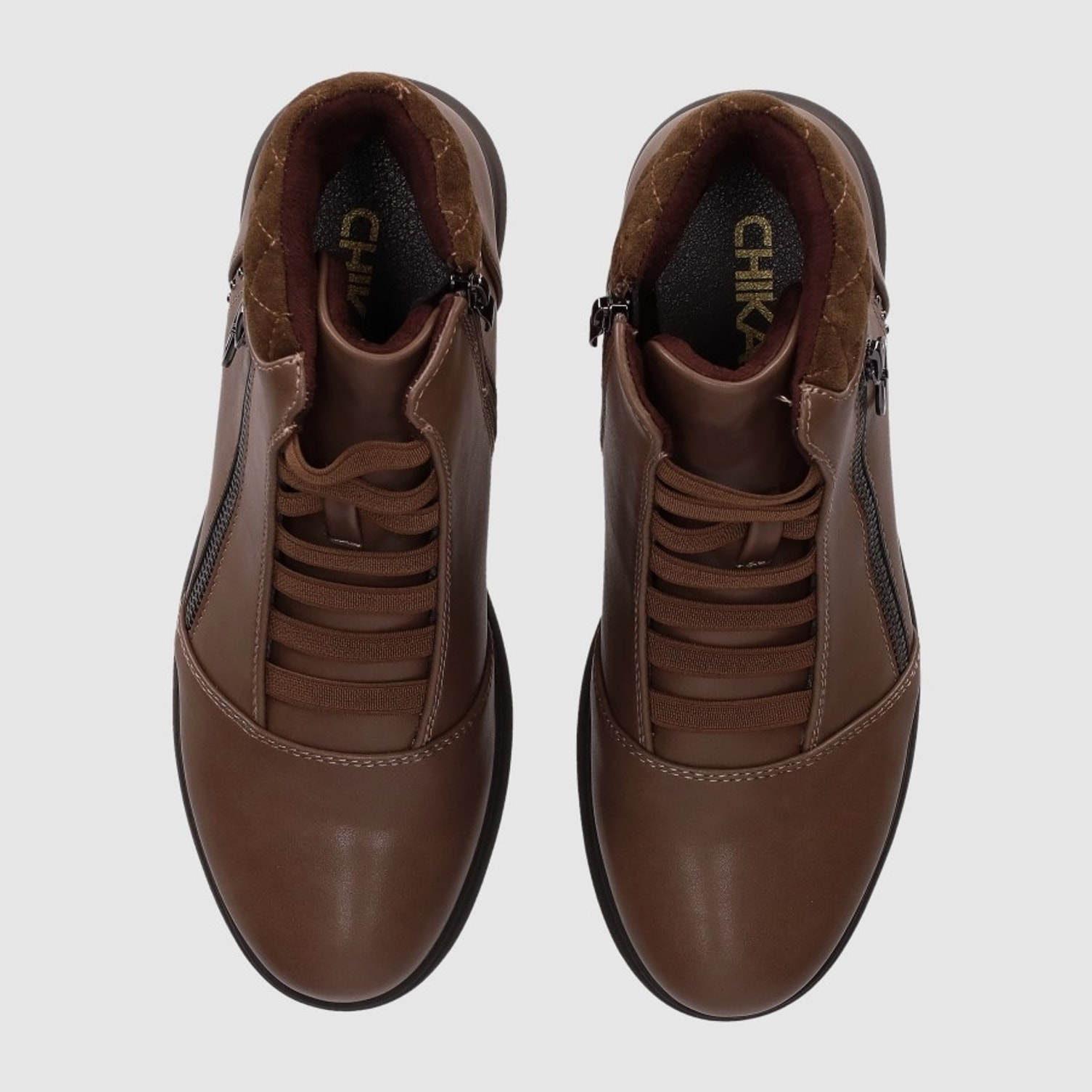Botines de Piel Sintética - Taupe - Tacón: 3 cm