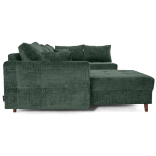 Rune - canapé panoramique d'angle droit 7 places en velours texturé - Vert