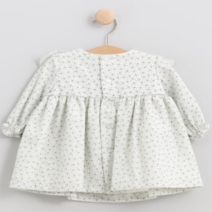 Vestido volante canesú mariposas verde