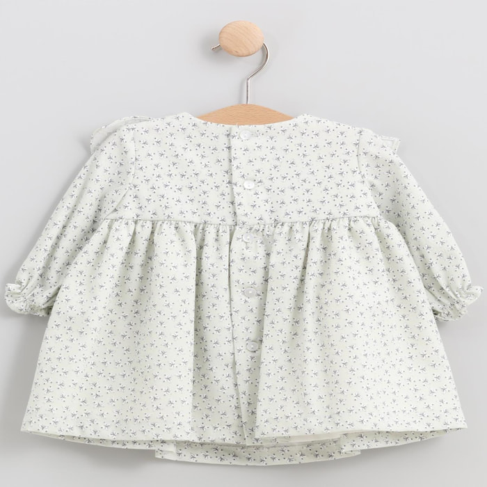 Vestido volante canesú mariposas verde