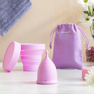 Pack de 2 coupes menstruelles avec accessoires Kuppy InnovaGoods (taille S 20 ml et L 25 ml)