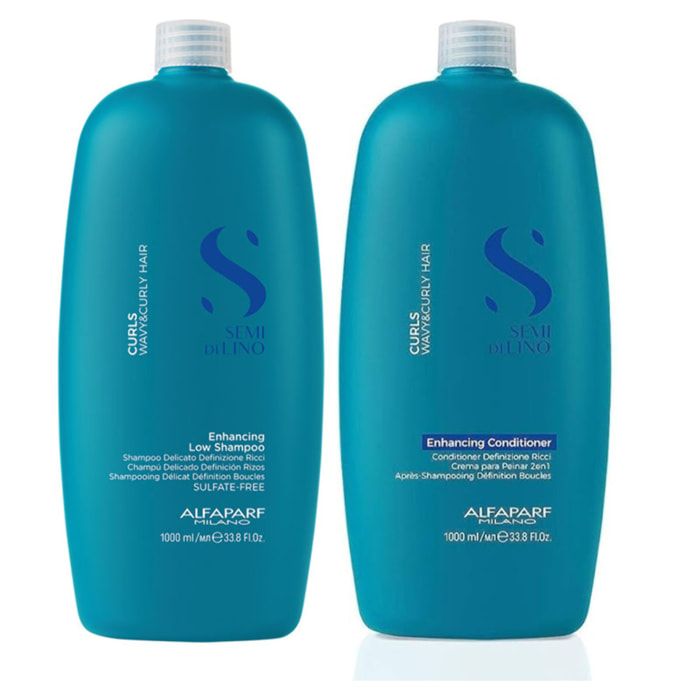 ALFAPARF MILANO Kit Semi Di Lino Curls Enhacing Shampoo 1000ml + Conditioner 1000ml