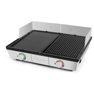 Plancha électrique RIVIERA ET BAR PRO QPL800 inox 2 brûleurs à poser, 48x38 cm