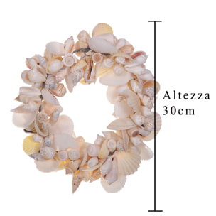 Corona Conchiglie 30 Cm - Pezzi 1 - 30X11X30cm - Colore: Bianco - Bianchi Dino - Conchiglie Decori E Stelle Marine