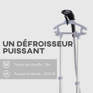 Défroisseur à vêtements 1950 W planche à repasser intégrée réservoir d'eau 2 L tige telescopique gant + cintre fournis noir