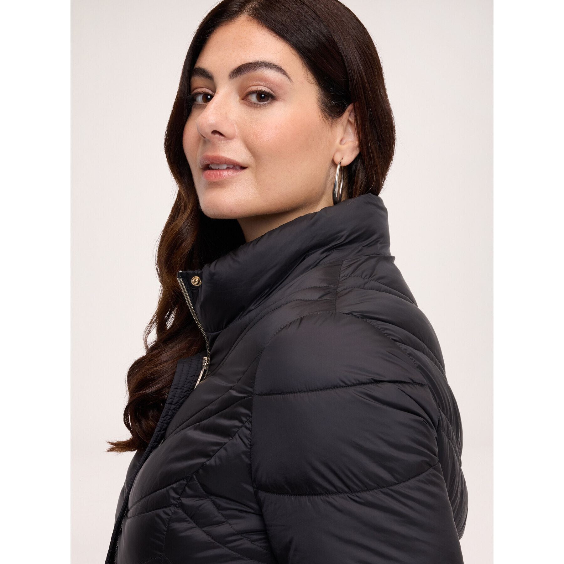 Fiorella Rubino - Plumífero corto acolchado con ondas - Negro