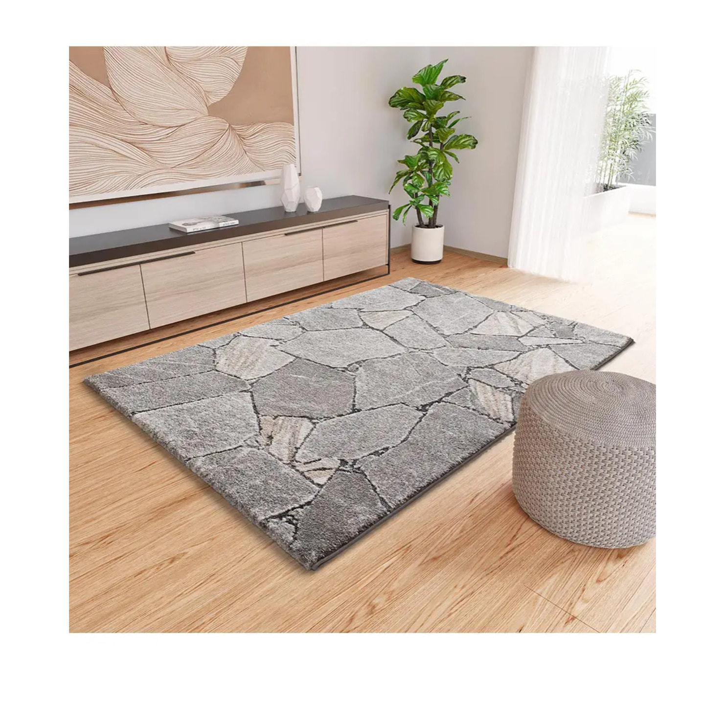 KIVET Alfombra shaggy moderna en gris, varias medidas disponibles