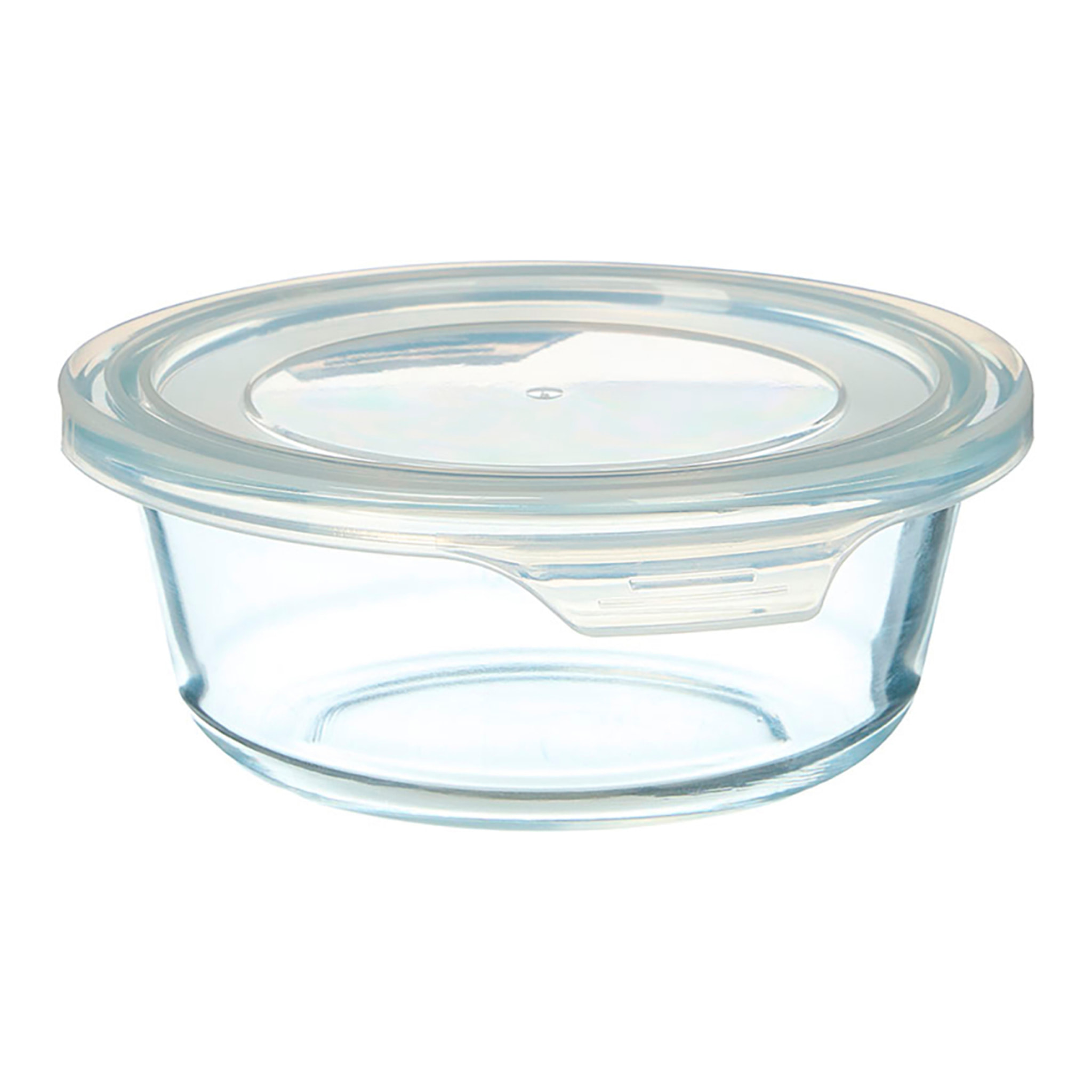 Pack 6 fiambreras de cristal redondas de 400ml con tapa transparente