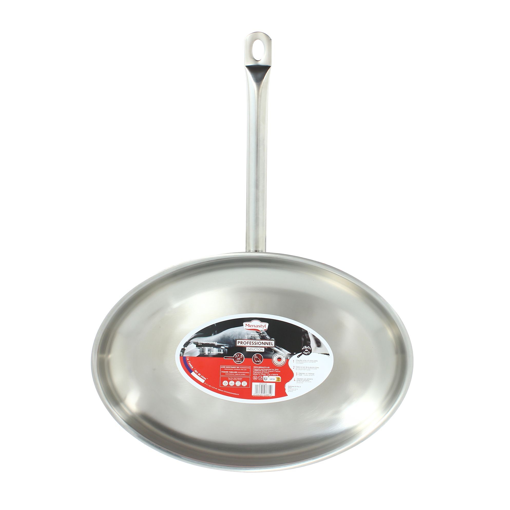 Poêle à poisson en acier inoxydable 37,5cm - tous feux PROFESSIONNEL