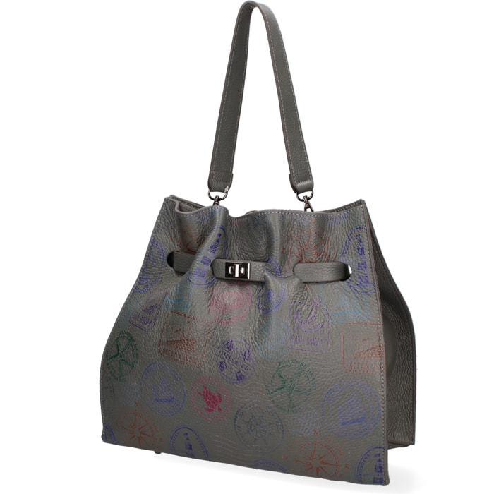 Borsa a mano da donna In Vera pelle Made in Italy 34x30x13 cm