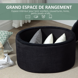 Pouf ovale style Chesterfield plateau assise capitonné rembourré dim. 71 x 52 x 42 cm velours noir