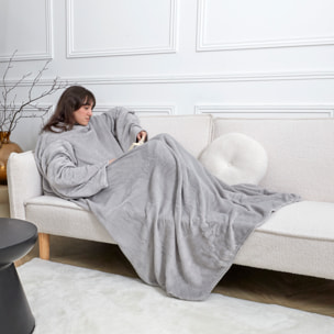 Plaid - HOME DECO FACTORY - Ultra-Douillet - À Manches Longues - Gris
