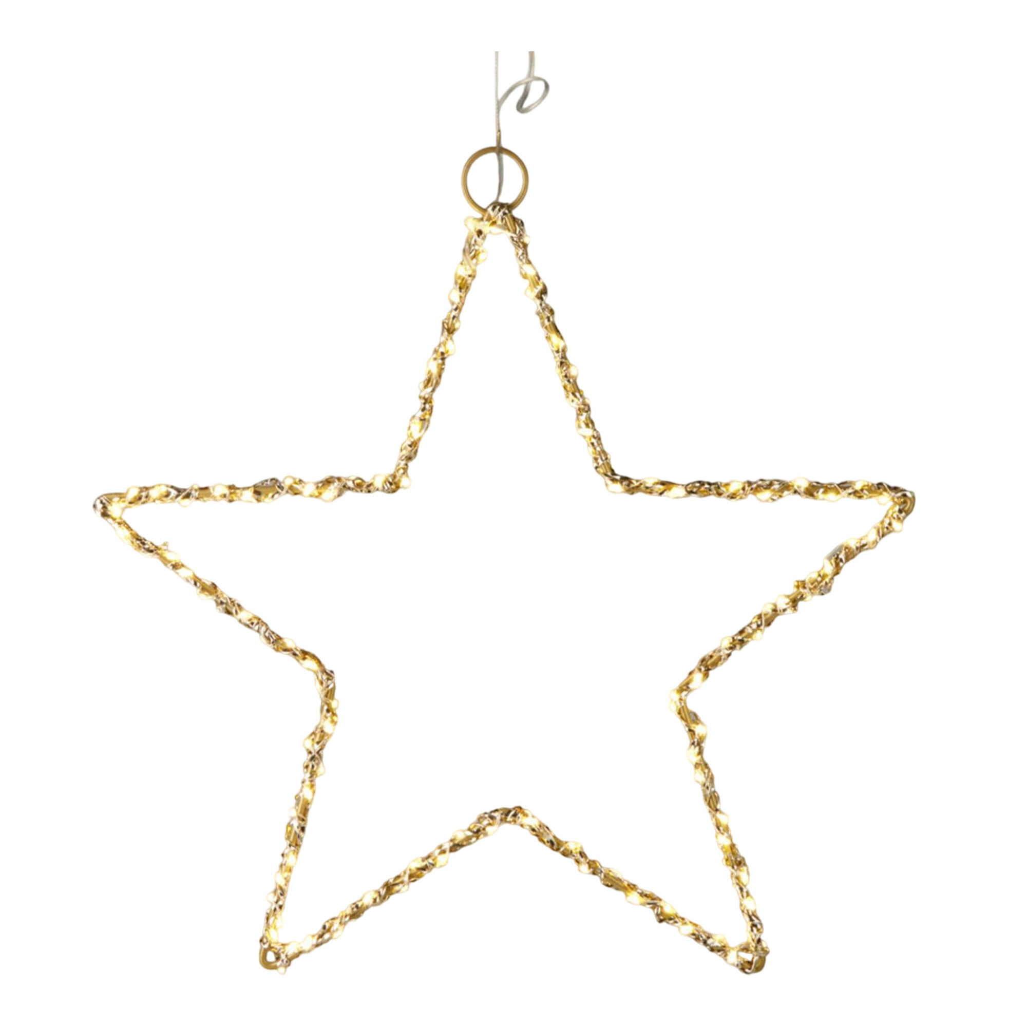 estrellla luminosa de metal dorado con 120 luces led 30x0,5x30cm