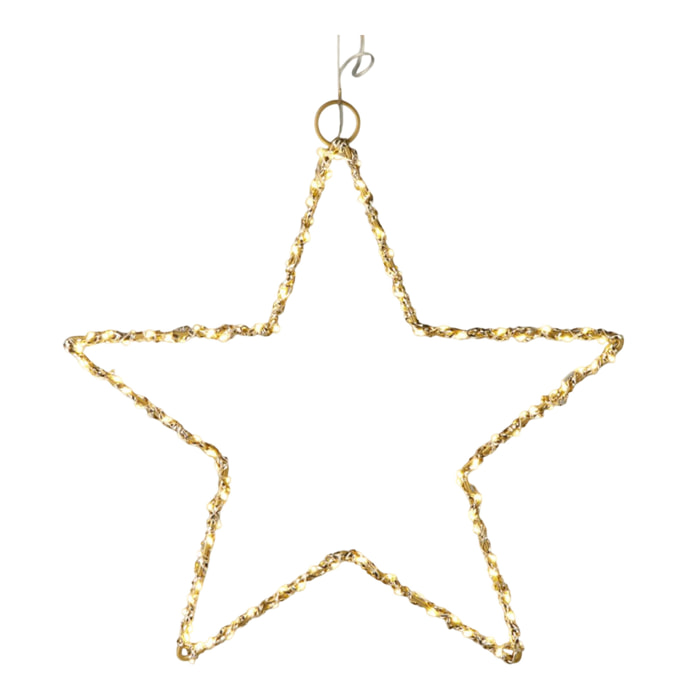 estrellla luminosa de metal dorado con 120 luces led 30x0,5x30cm