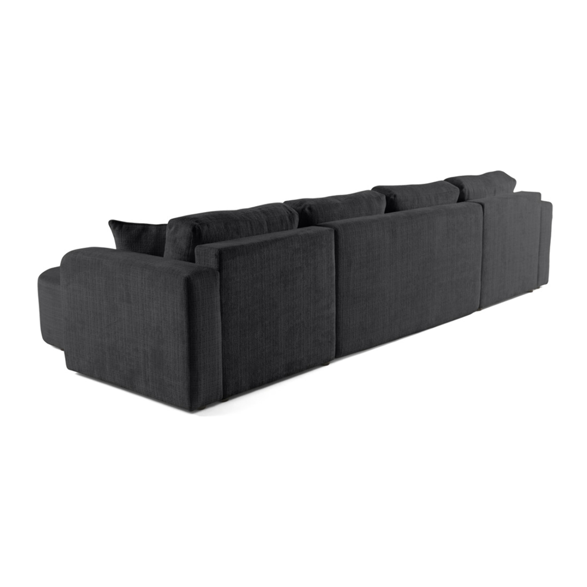 Miro - canapé panoramique en U 7 places - convertible avec coffre - en velours texturé - Gris Anthracite