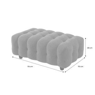 Pouf, repose-pieds pour canapé d'angle 3 places Leon bouclette texturée LEON