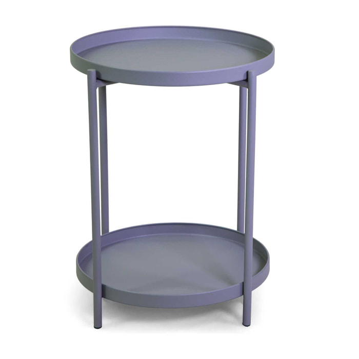 Tavolino Vacchetti in metallo grigio tondo a 2 piani cm ø40h50