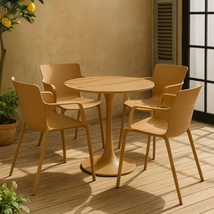 Ensemble de jardin table et 4 fauteuils en polypropylène ocre MONTAUK