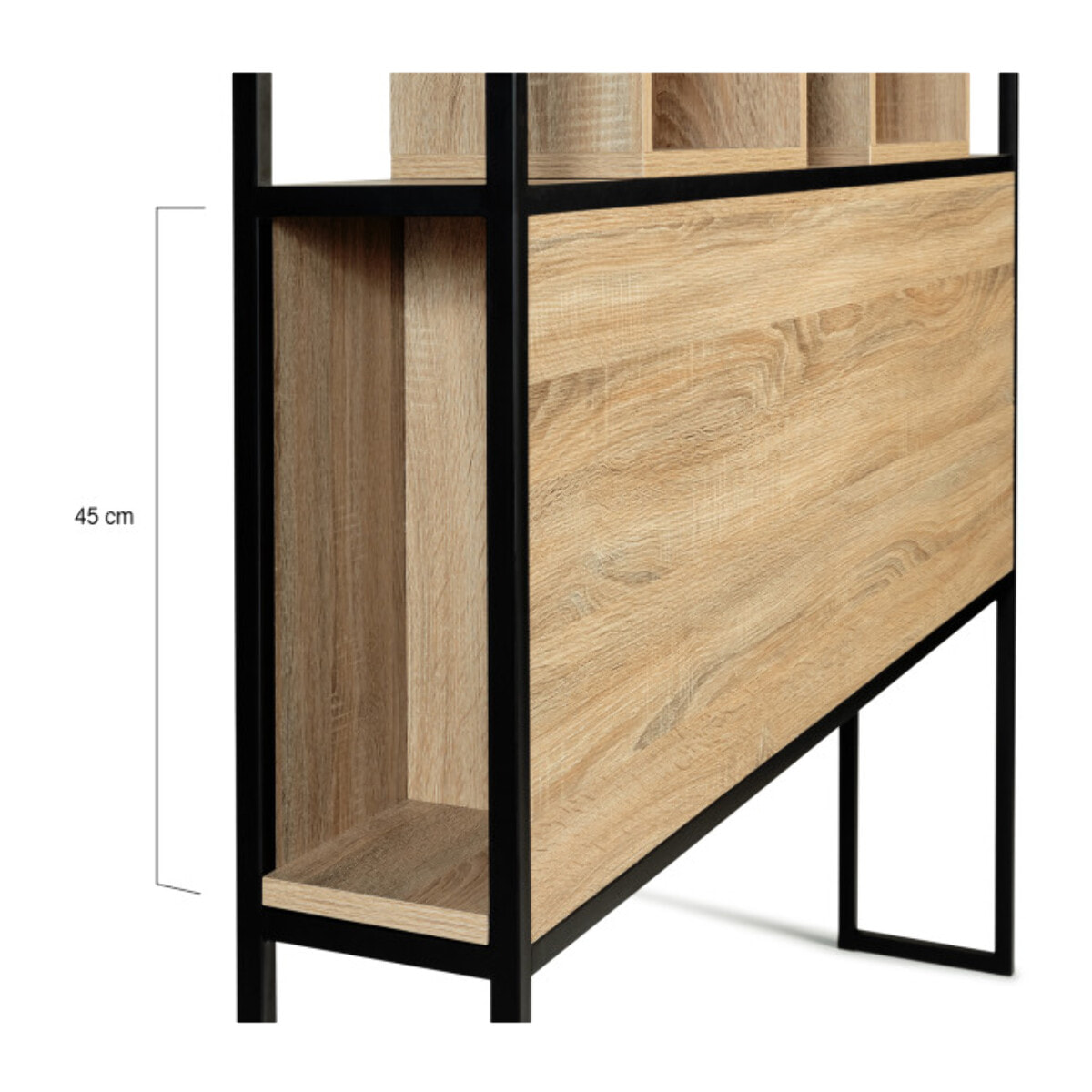 Tête de lit Memphis bois et noire avec rangements 145cm