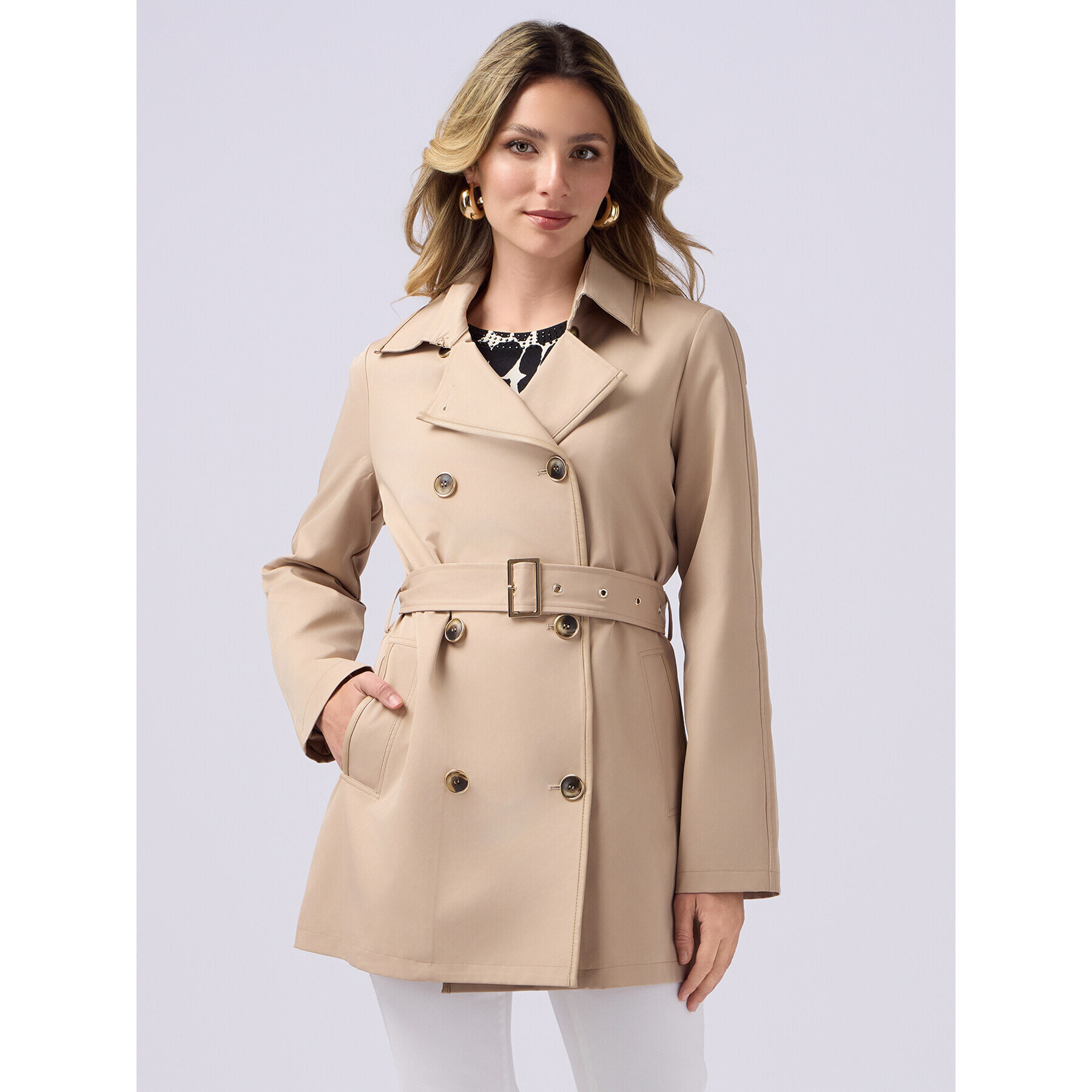 Oltre - Gabardina con perfiles de tejido revestido - Beige