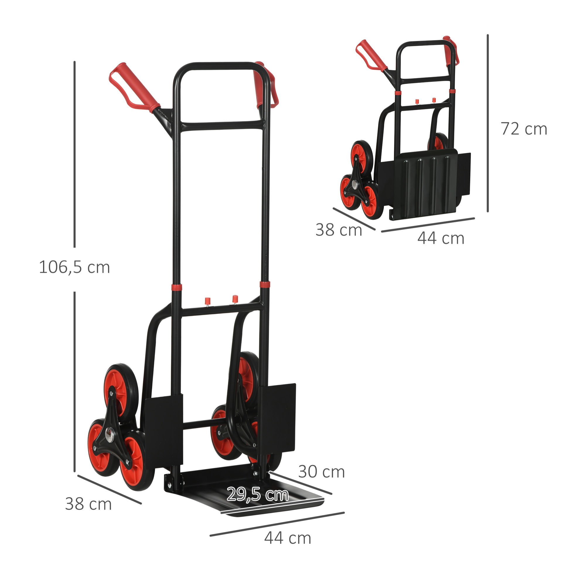 Carretilla Plegable para Escalera con Ruedas Carga 120kg Carretilla de Mano Portátil para Entrega Almacenes Mercado Viajar Mudarse