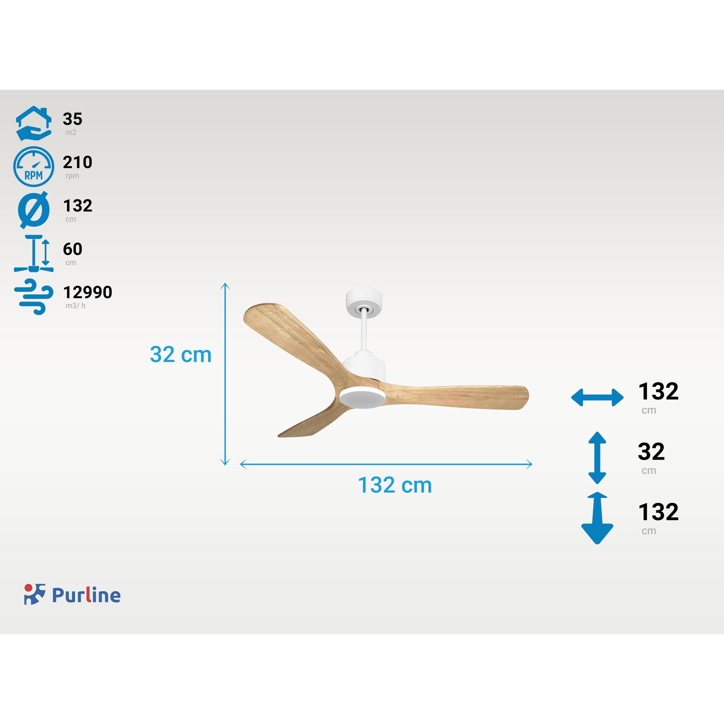 Ventilateur de plafond Réversible  Thermostat Wifi Moteur à courant continu Toits en pente Télécommande Hypersilence Mémoire