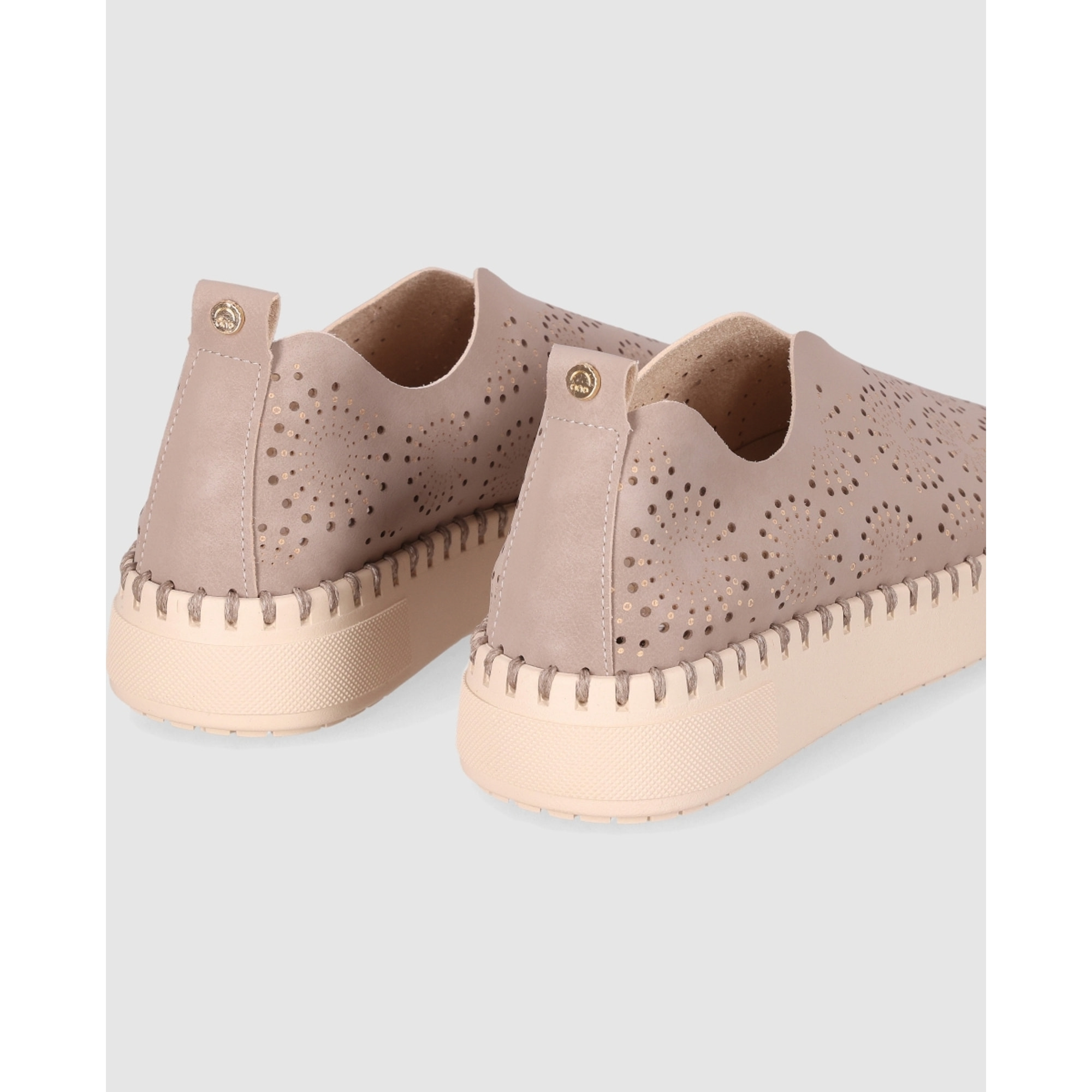 Zapatos de Tejido - Taupe - Tacón: Bajo