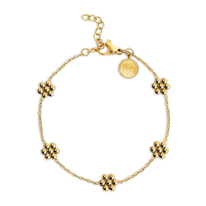 Pulsera Tiny Daisy Acero Baño Oro