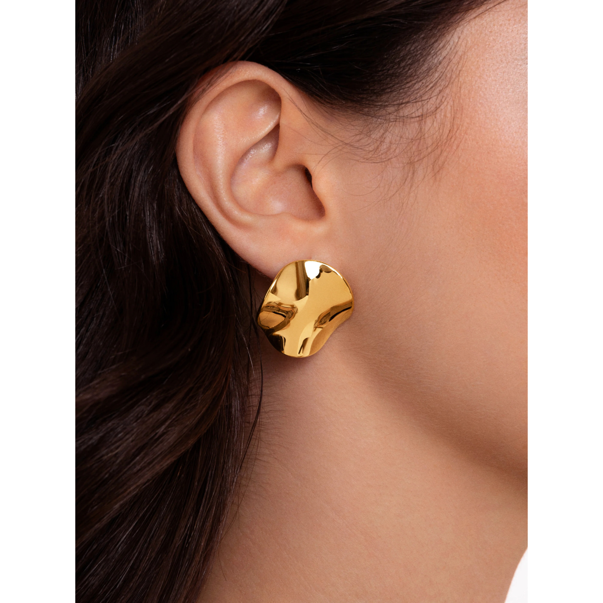 Orecchino waves in Acciaio Placcato Oro