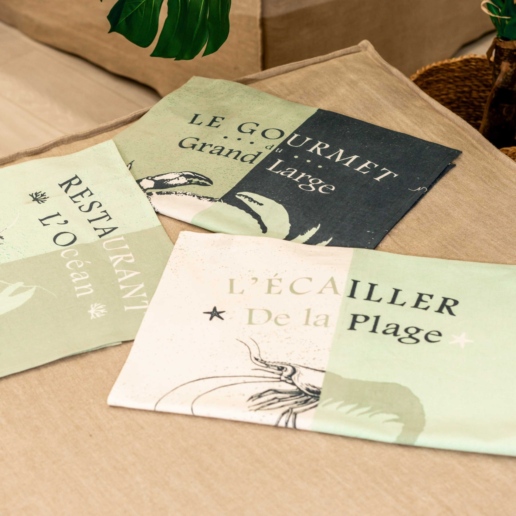 Bavoir gambas  en coton - Vert d'eau