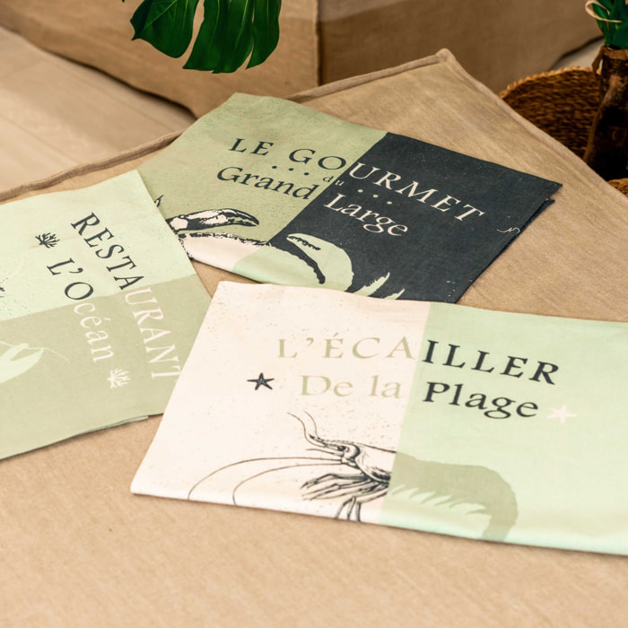 Bavoir gambas  en coton - Vert d'eau