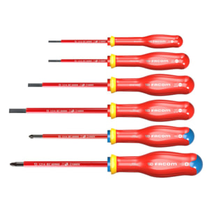 Jeu de 6 tournevis Protwist isolés 1000V (plats et pozidriv)