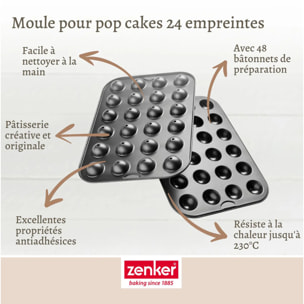 Ensemble de 2 Set Moules cake pop bâtonnets et sachets transparents 38 x 26 cm Zenker Special Creative