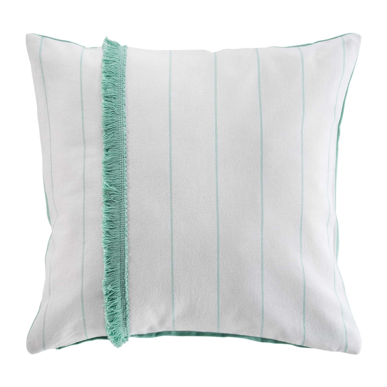 Coussin déhoussable à galon frangé - Vert menthe