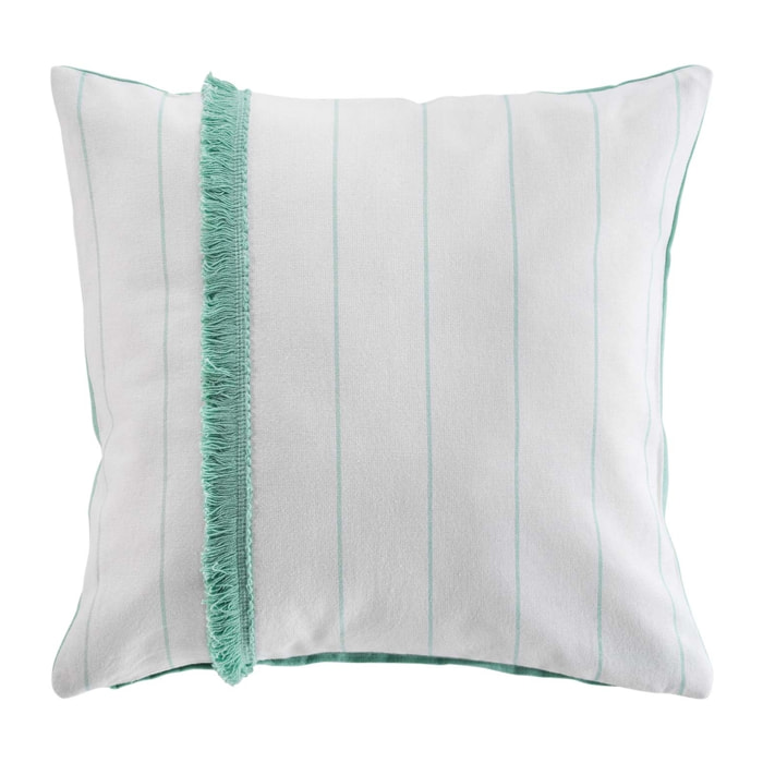 Coussin déhoussable à galon frangé - Vert menthe