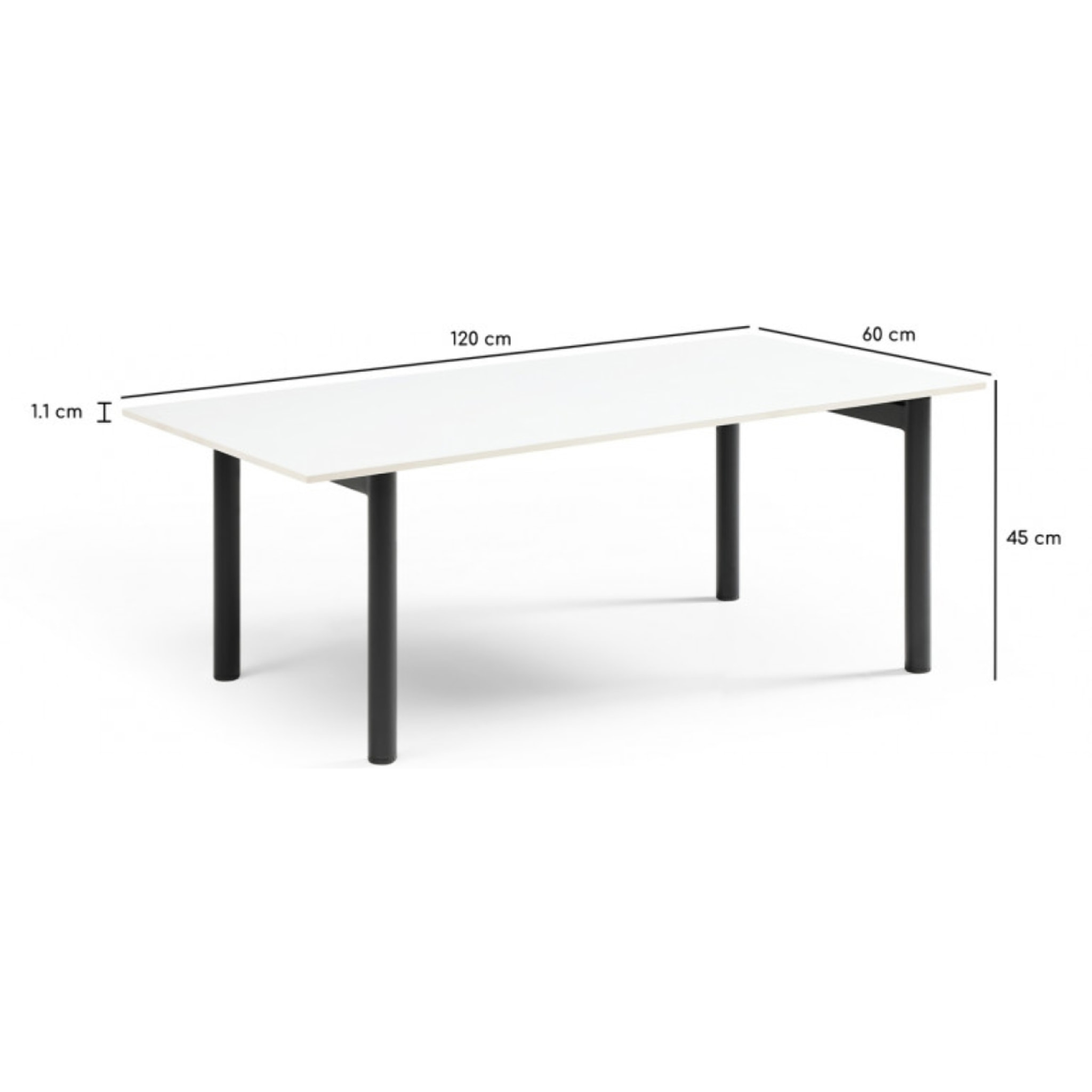 Table basse en céramique 120x60cm blanc pure - 7 piètements - UNIK