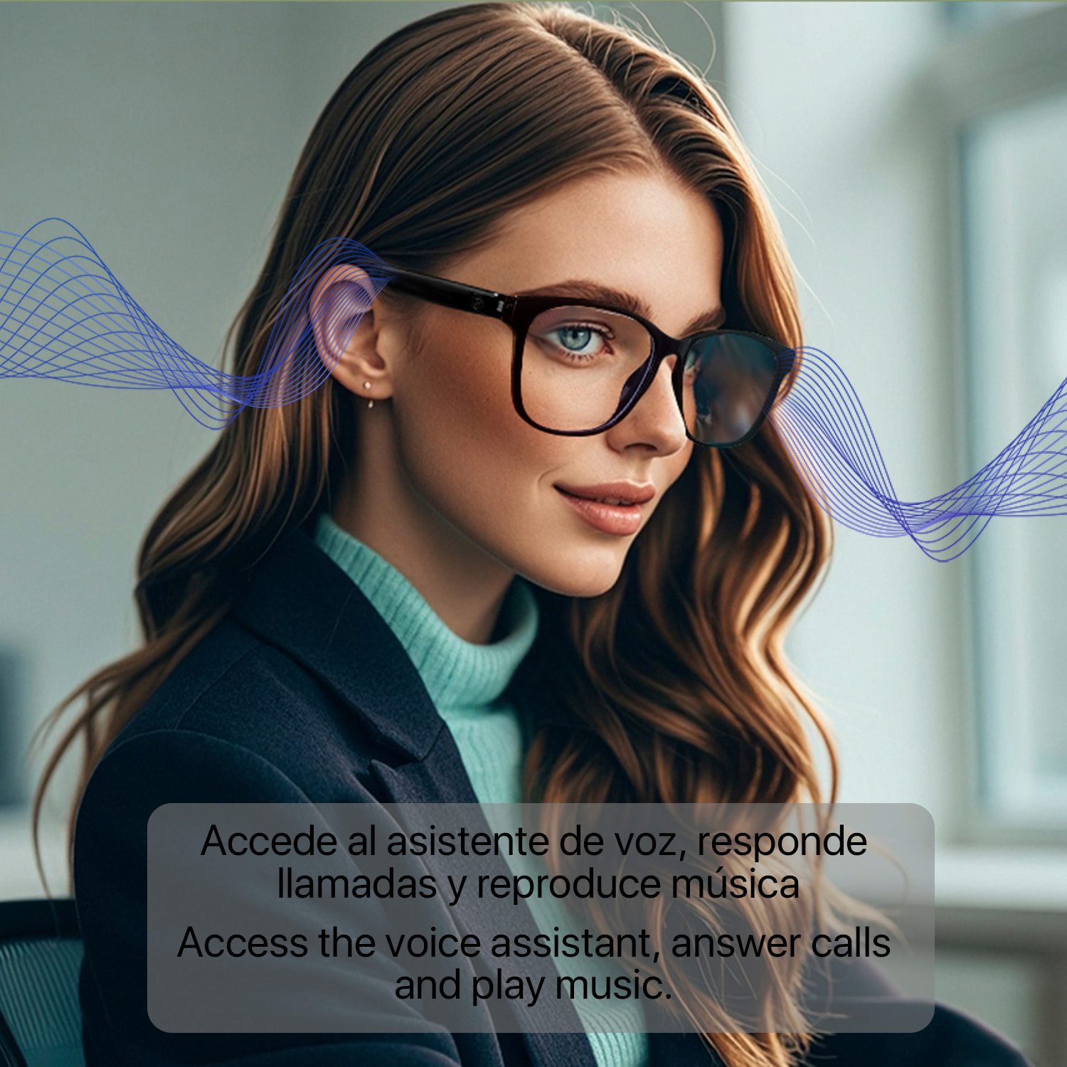 Gafas inteligentes GS08, llamada bluetooth, asistente de voz, control remoto de la cámara.