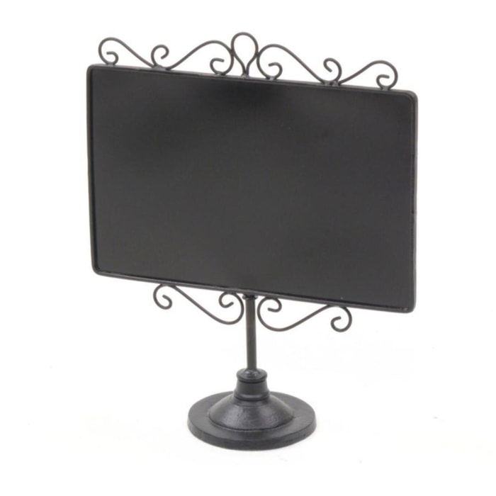 Lavagna in metallo nero con supporto cm35x13,5h41