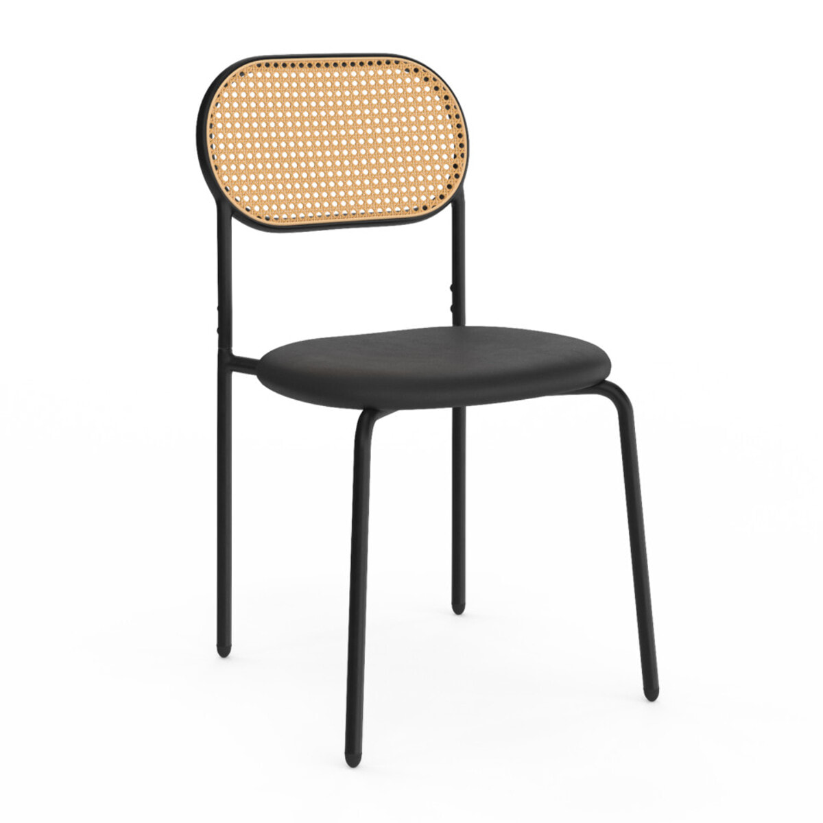Chaises Clarisse noires et dossier cannage  - lot de 4