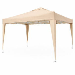 Gazebo Pieghevole 3x4 M in Acciaio con Telo Idrorepellente 160 g/m² Anti-UV Struttura Robusta Apertura Rapida con Borsa e 4 Sacche Beige