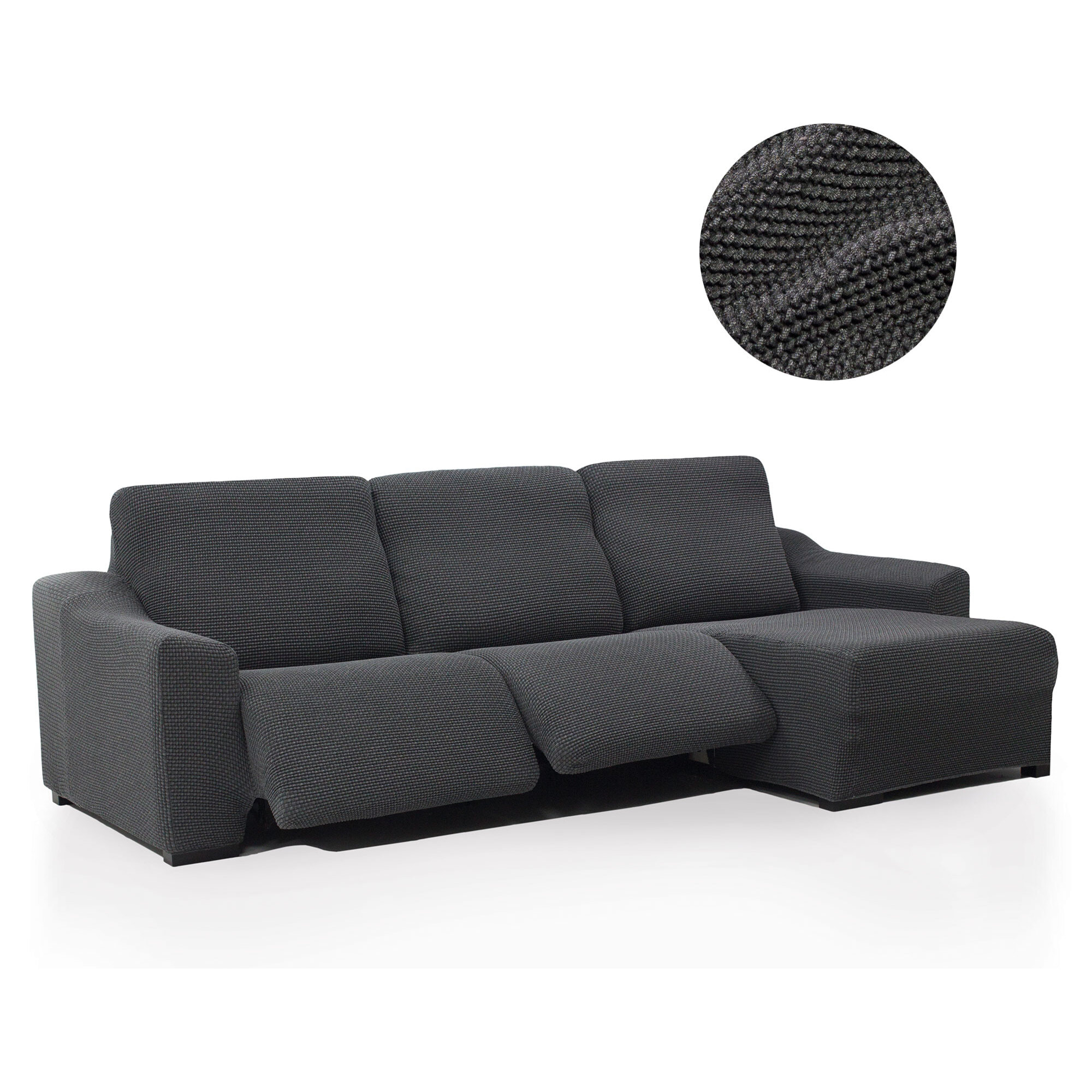 Funda para Chaise Longue derecho (visto de frente ) brazo corto SÚPER ELÁSTICA con RELAX modelo HELENA