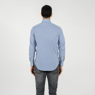 Camicia popeline a righe collo francese regular fit