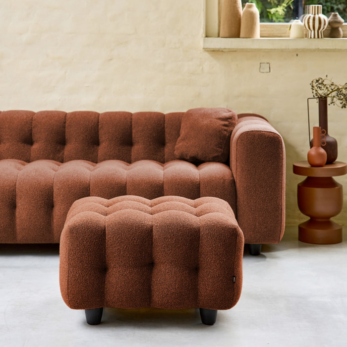 Pouf. module pour canapé. repose-pieds pour canapé 3 places en bouclette texturée terracotta L 69 x P 59 x H 48cm - Leon