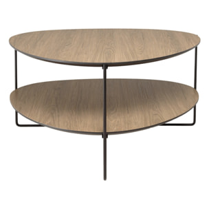 JULIA- Table basse 2 plateaux forme ovoïde couleur mocha pieds métal