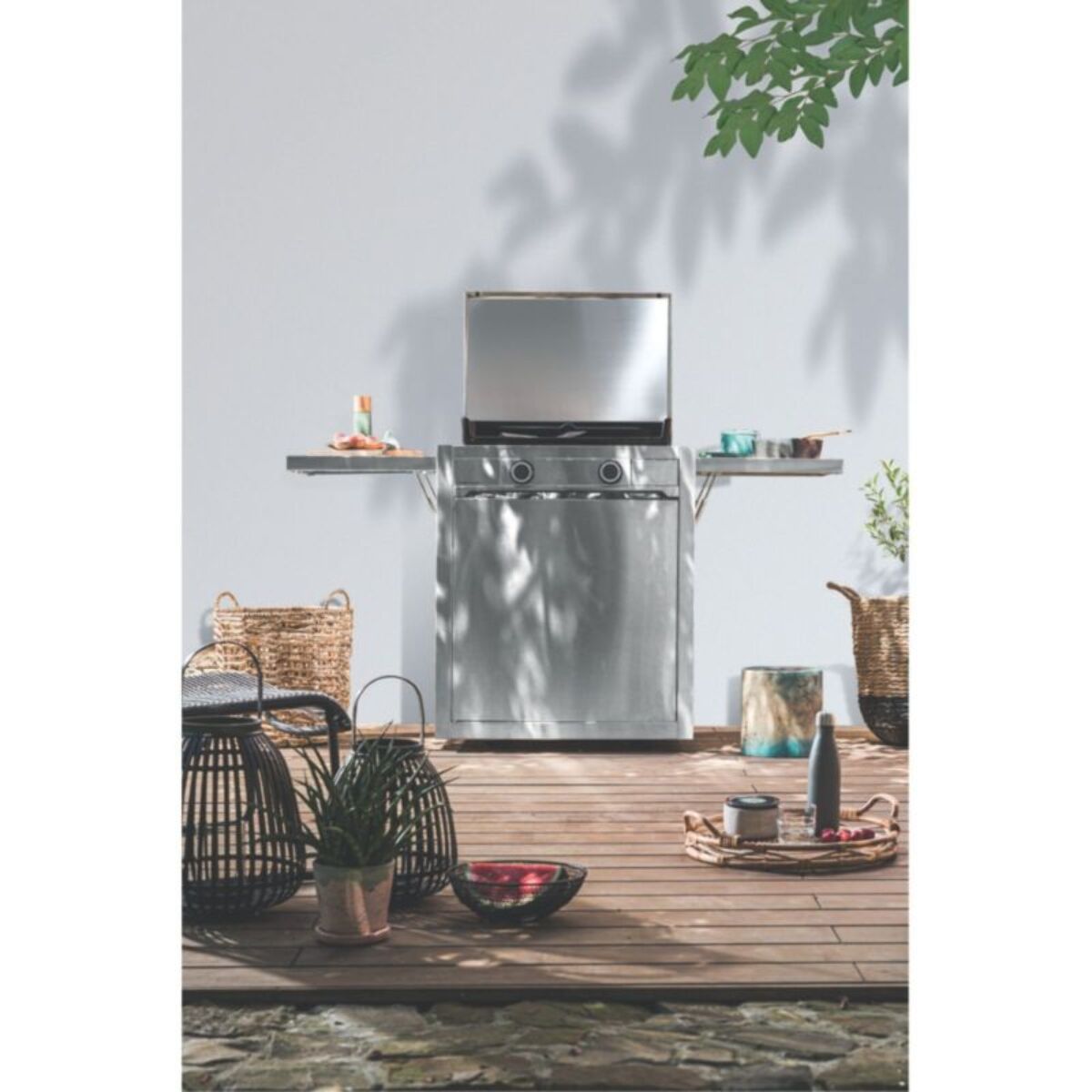 Chariot Plancha FORGE ADOUR CH MIF 60 en inox fermé compatible plancha Modern 60