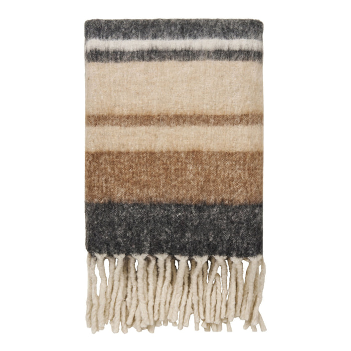 Plaid Carmel in misto lana nero e marrone 130x170 cm