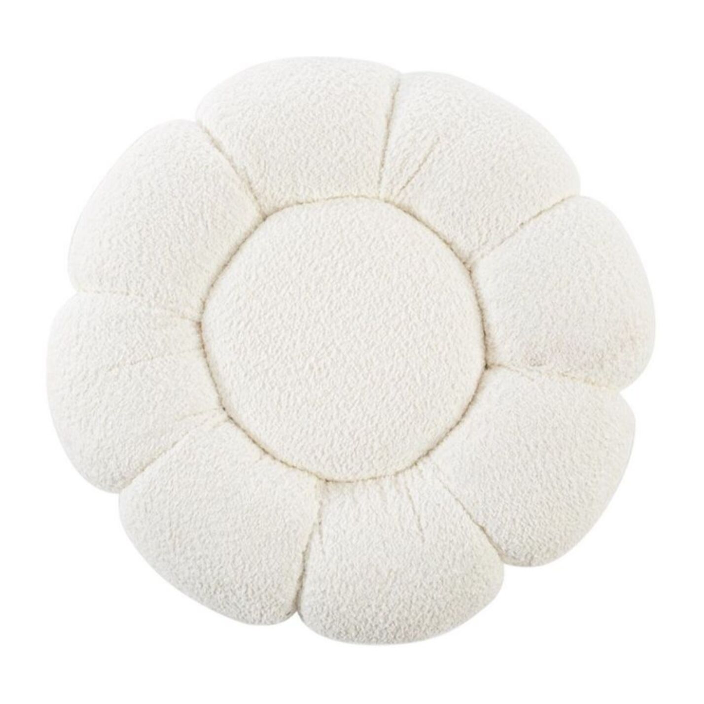 Pouf FLOREL in tessuto effetto bouclé bianco