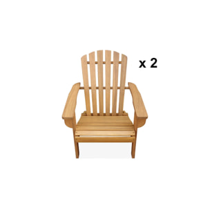 Lot de 2 fauteuils en bois d'acacia Adirondack pour enfant. salon de jardin enfant couleur teck clair