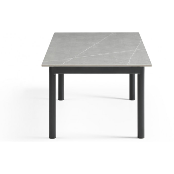 Table basse en céramique 120x60cm marbre grey pieds métal - UNIK